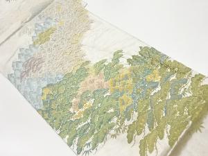 松に木々模様織出し袋帯